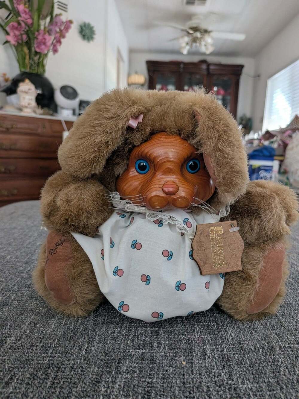 Robert Raikes Ashley Bunny Rabbit Plush Wooden Face #20400